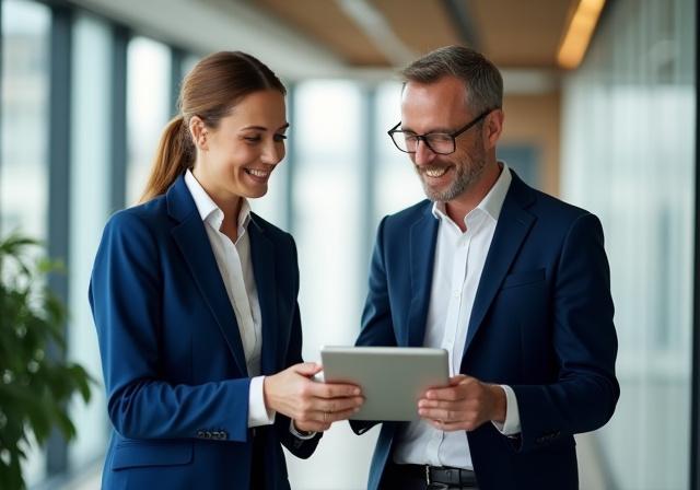 Konsultti ja asiakas keskustelevat asiantuntevasti